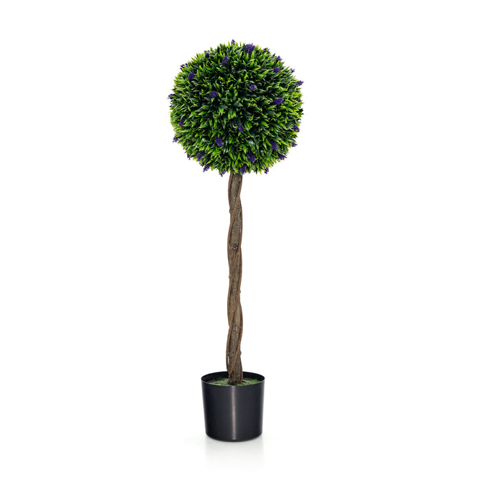 Artificial Boxwood Topiary Tree - 115 CM Tall Fake Lavender Ball Plant - Ideal for Patio and Garden Decorations