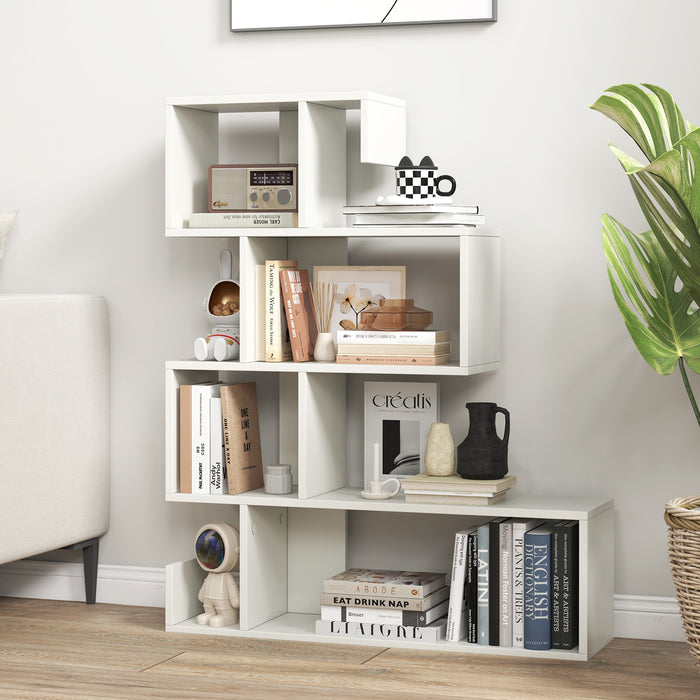 5-Tier S-Shaped Bookshelf - Open Cubes Storage & Anti-Toppling Kits, Black - Ideal for Book Lovers & Room Organizers