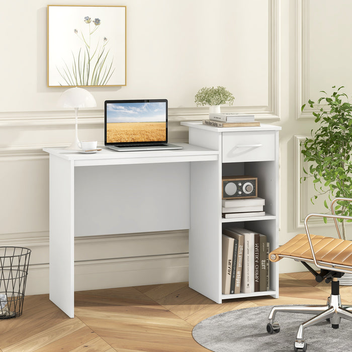 Modern Computer Desk - Adjustable Shelf and Cable Hole Feature - Ideal Workspace Solution for Home and Office