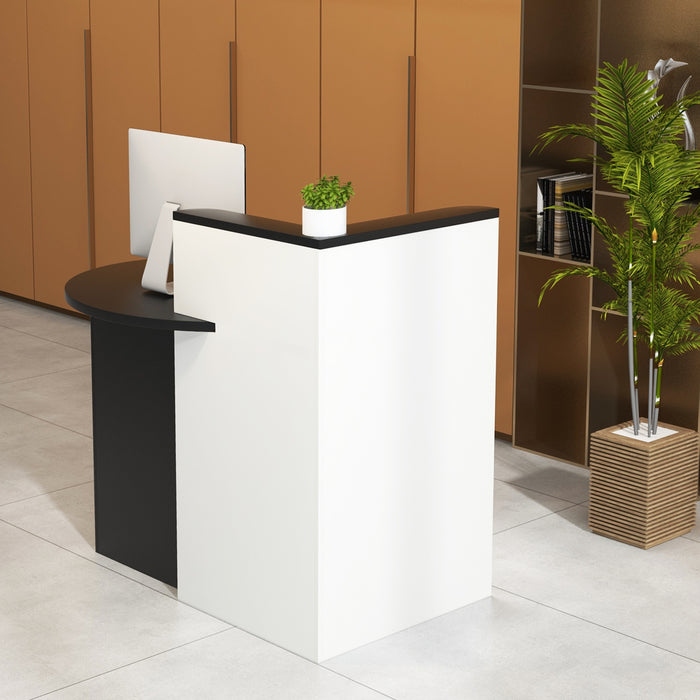Corner Front - Reception Counter Desk with Lockable Drawer - Ideal for Offices Needing Secure Storage Solutions