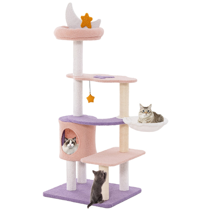 Multi-level Cute Cat Tree with Sisal Covered Scratching Posts and Condo-