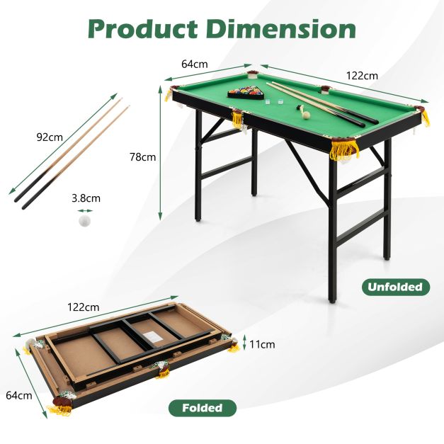 Portable Pool Table with Accessories Kit - Convenient Foldable Billiards Tabletop - Ideal for Home Entertainment and Family Activities