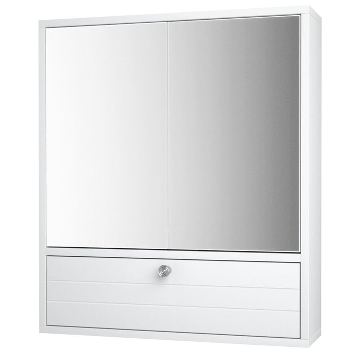Modern Wall-Mounted Mirror Cabinet - Bathroom Storage with Adjustable Shelf - Ideal Space-Saver for Compact Bathrooms