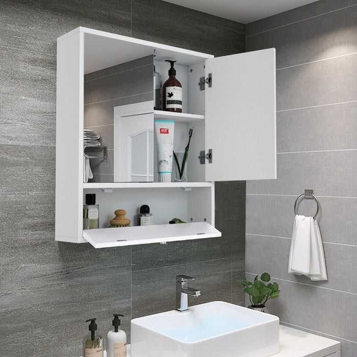 Modern Wall-Mounted Mirror Cabinet - Bathroom Storage with Adjustable Shelf - Ideal Space-Saver for Compact Bathrooms