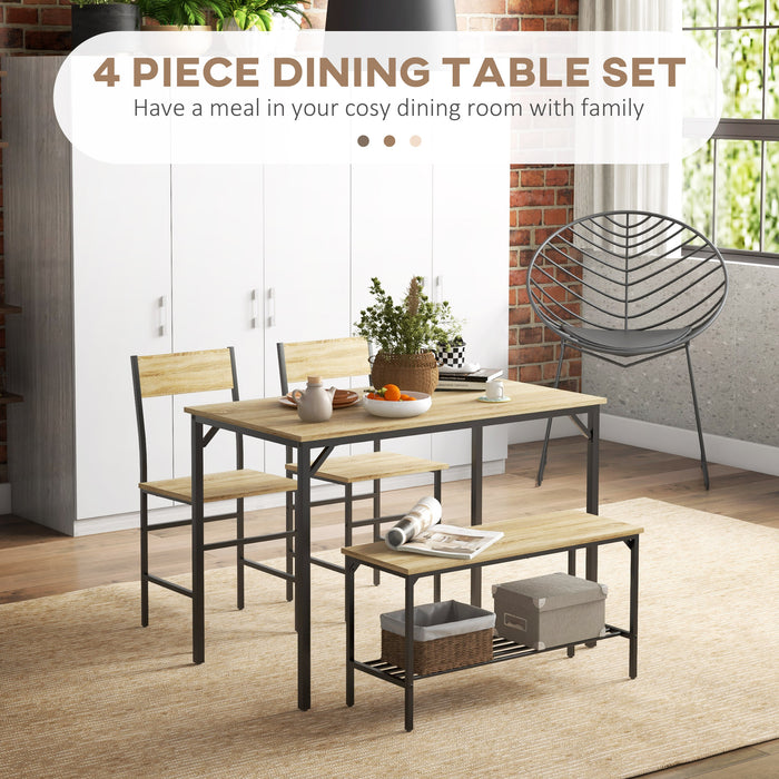 Contemporary 4-Piece Dining Set - Includes Table, Comfortable Chairs & Bench - Ideal for Family Meals and Gatherings
