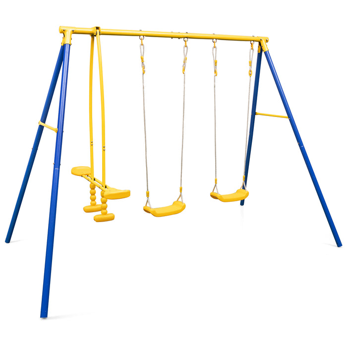 Heavy-Duty Children's Playset - Featuring 2 Swing Seats and 2 Glider Seats - Perfect for Kids Aged 3-12 Years