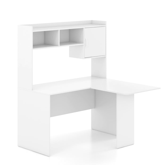 L-Shaped Desk Model 101 - Desk with Open Storage Hutch and Shelves Cabinet - Ideal for Home Office and Space Savvy Buyers