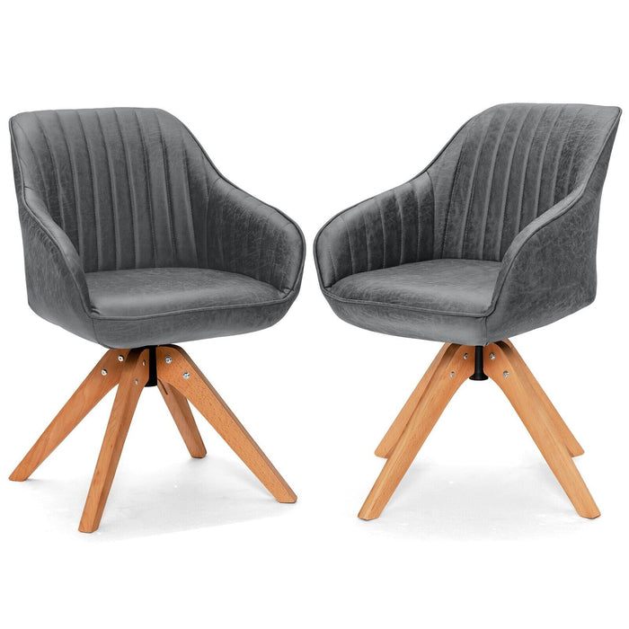 Set of 2 Accent Chairs with 360° Swivel Feature - Solid Wood Legs for Durability and Stability - Ideal for Living Room, Lounge, or Office Spaces