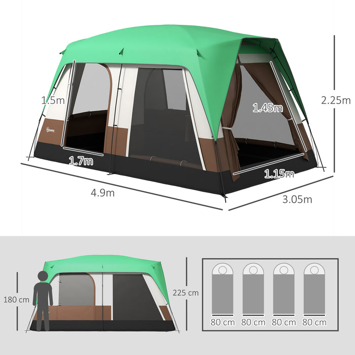 Seven-Man Spacious Family Camping Tent - Waterproof with Small Rainfly and Essential Accessories - Perfect for Outdoor Group Adventures