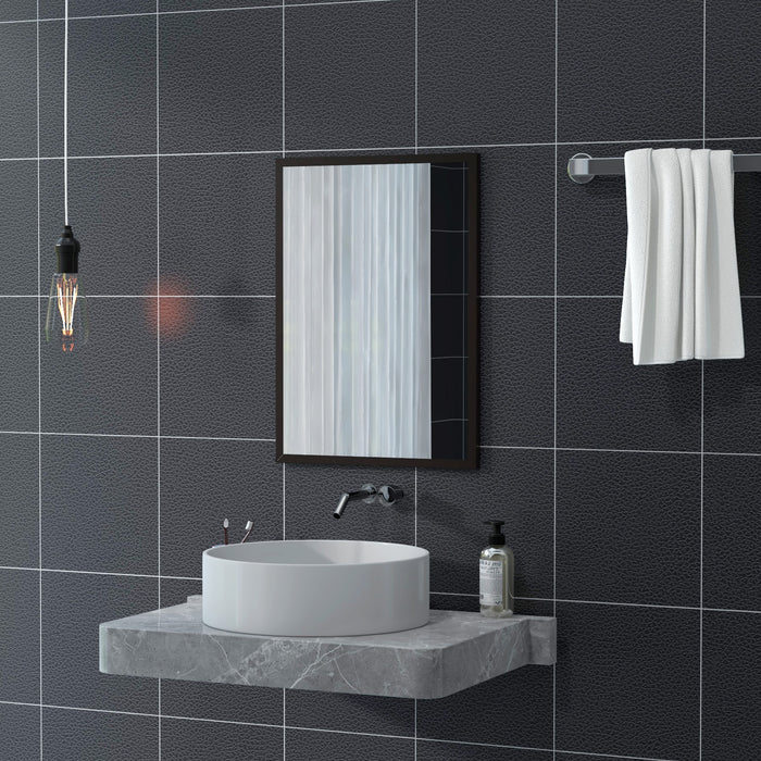 Bathroom Wall Mirror in Black – 70x50 cm Reflective Wall-Mounted Mirror – Perfect for Bedroom, Living Room, Hallway Decor