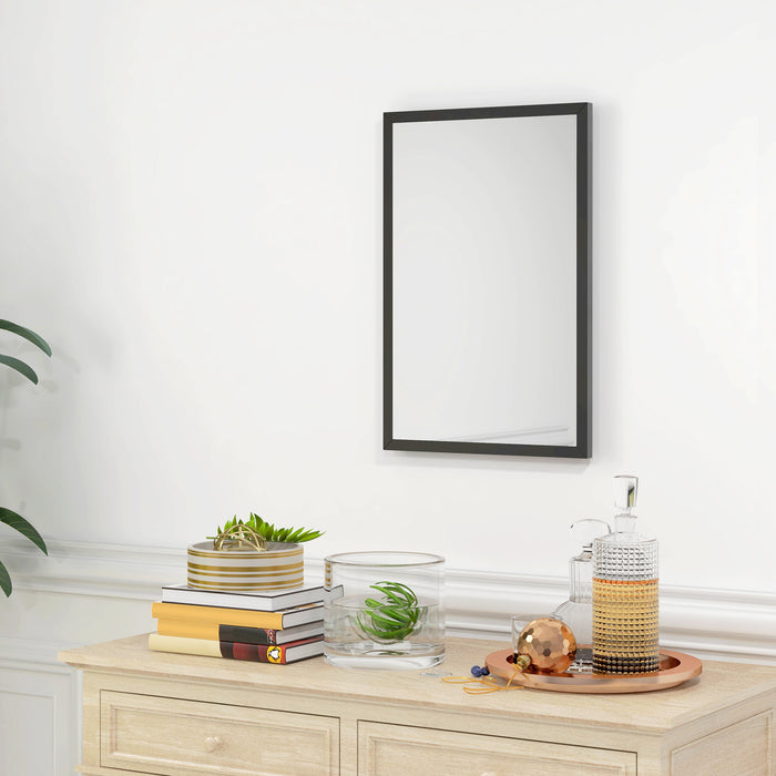 Bathroom Wall Mirror 60x40cm - Contemporary Black Frame, Easy Mount for Living Room, Bedroom, Hallway - Enhances Room Ambiance & Space Perception