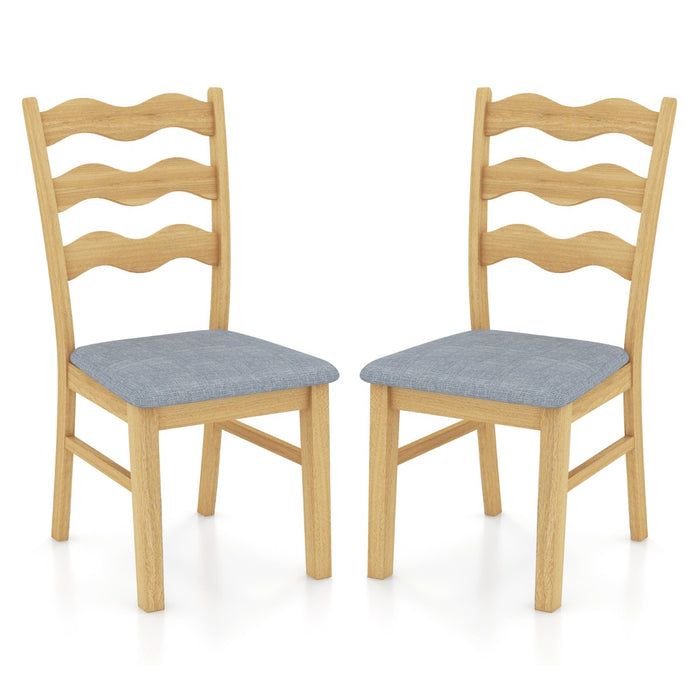 Set of 2 Dining Chairs - Comfortable Padded Seats for Home Dining or Living Room - Ideal for Contemporary Natural Interiors