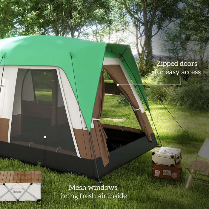 Seven-Man Spacious Family Camping Tent - Waterproof with Small Rainfly and Essential Accessories - Perfect for Outdoor Group Adventures