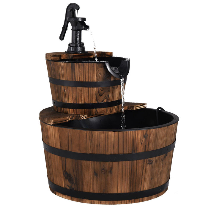 Water Pump Fountain - Wooden Design with Adjustable Water Speed - Perfect for Garden Aesthetics and Relaxation