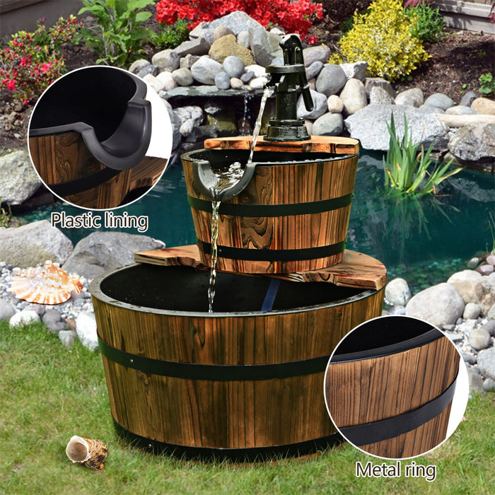 Water Pump Fountain - Wooden Design with Adjustable Water Speed - Perfect for Garden Aesthetics and Relaxation