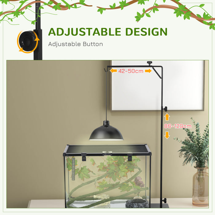 Adjustable 86-129cm Reptile Lamp Stand with Hook - Sturdy Base, Height & Length Customization - Ideal for Terrarium Heating & Lighting Solutions
