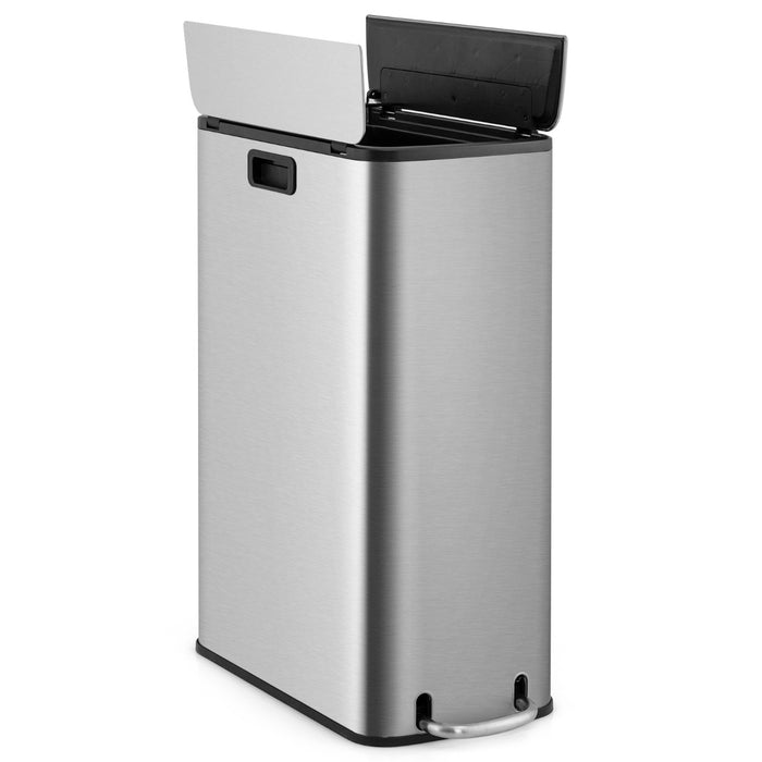 46L Stainless Steel Trash Can - Soft-Closing Wing Lids, Removable Inner Bucket Features - Ideal for Efficient Waste Management and Cleanliness