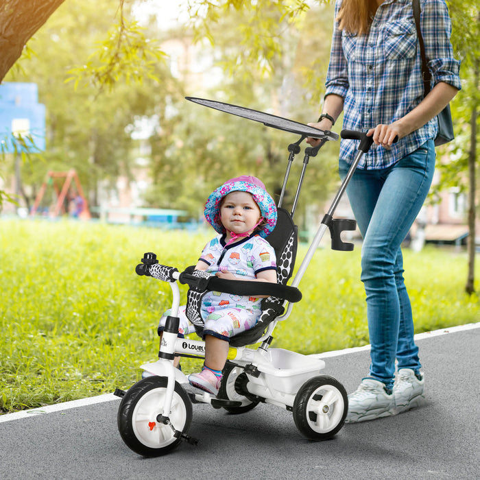 4-in-1 Kids Tricycle - Safety Features with 5-Point Harness & Adjustable Canopy - Perfect Outdoor Ride for Toddlers & Young Children