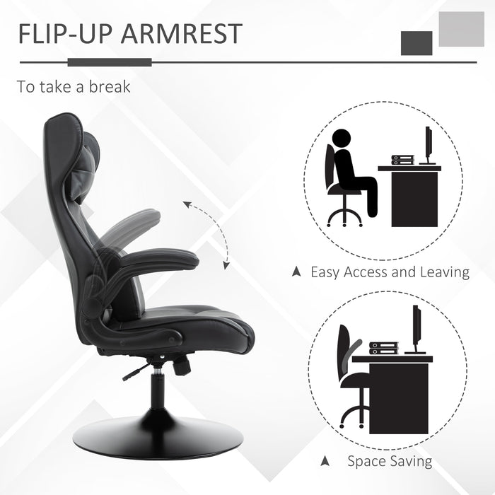 Ergonomic Racing Gaming Chair - Lumbar Support, Swivel Base, Flip-up Armrests, Integrated Headrest - Comfort for Gamers and Home Office Users