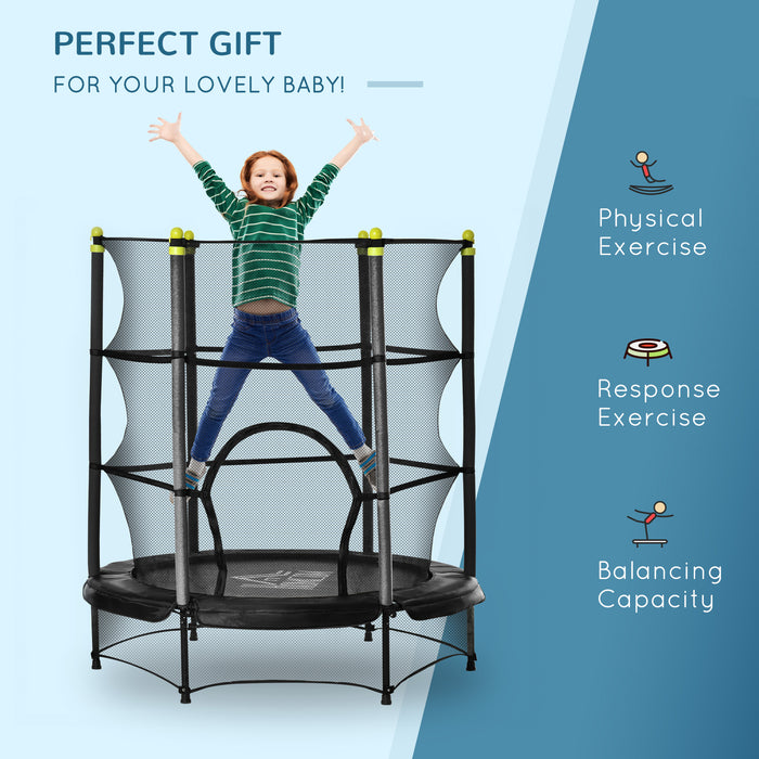 Kids' 5.2FT Trampoline with Enclosure - Indoor/Outdoor Bouncing Fun - Safe Play for Toddlers and Children Ages 3-10 Years, Black