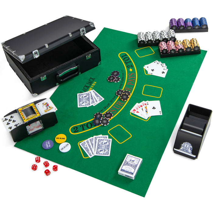 300 Pieces Casino Poker Set - 14 Gram Poker Chips with Travel Case - Ideal for Game Nights and Parties