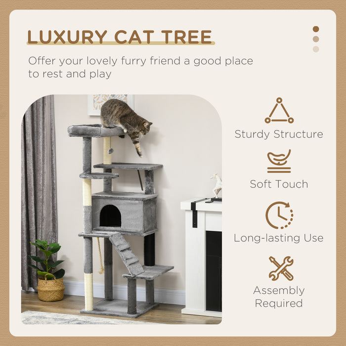 Cat Haven Deluxe - Indoor Cat Tree Tower with Scratching Post, Cozy House & Play Toy - Ideal for Playful Kittens & Lounging Felines