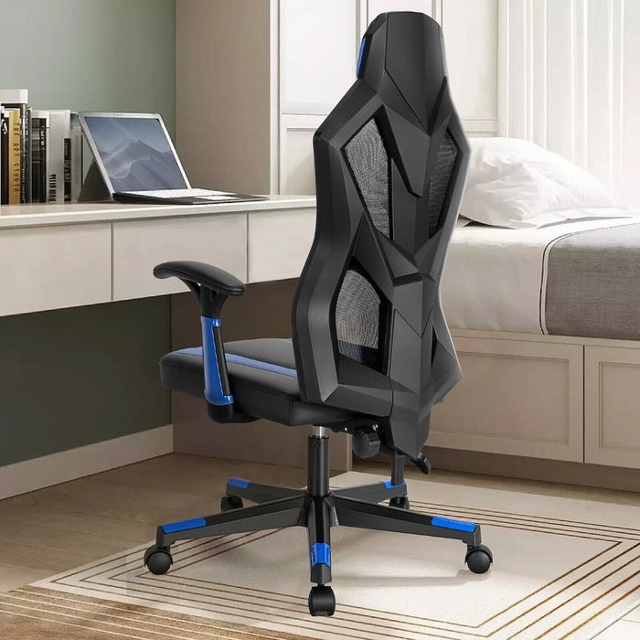 Gaming Chair - Blue Racing Style with Adjustable Back Height - Designed for Comfortable, Long Gameplay Sessions