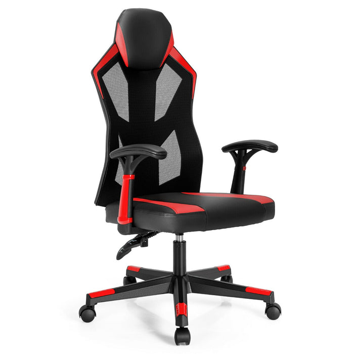 Gaming Chair - Blue Racing Style with Adjustable Back Height - Designed for Comfortable, Long Gameplay Sessions