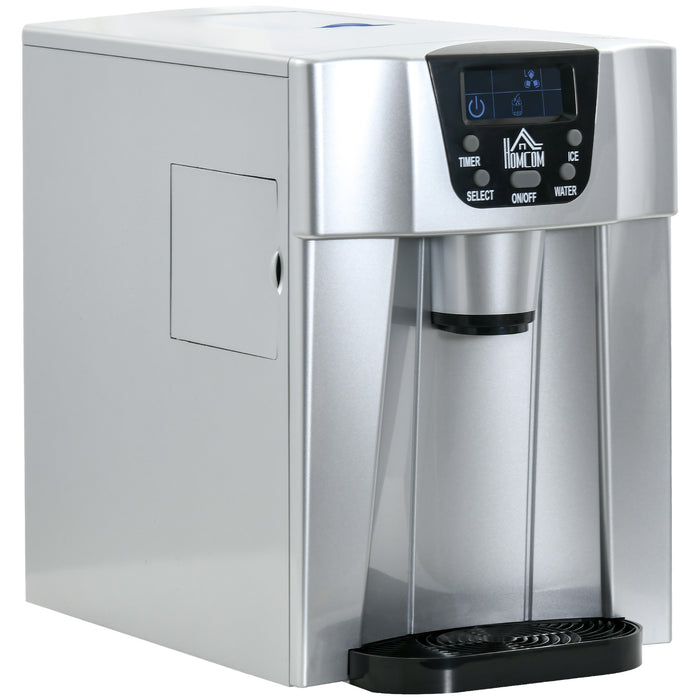 Countertop Ice Maker with Water Dispenser - 12kg/24Hrs, 3L Tank, Adjustable Ice Cube Size - Ideal for Home, No Plumbing Needed