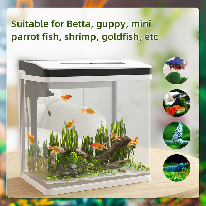 28L Glass Aquarium Fish Tank - Includes Filter & LED Lighting, Ideal Home for Betta, Guppy, Mini Parrot Fish, Shrimp - Compact Size 38 x 26 x 39.5cm