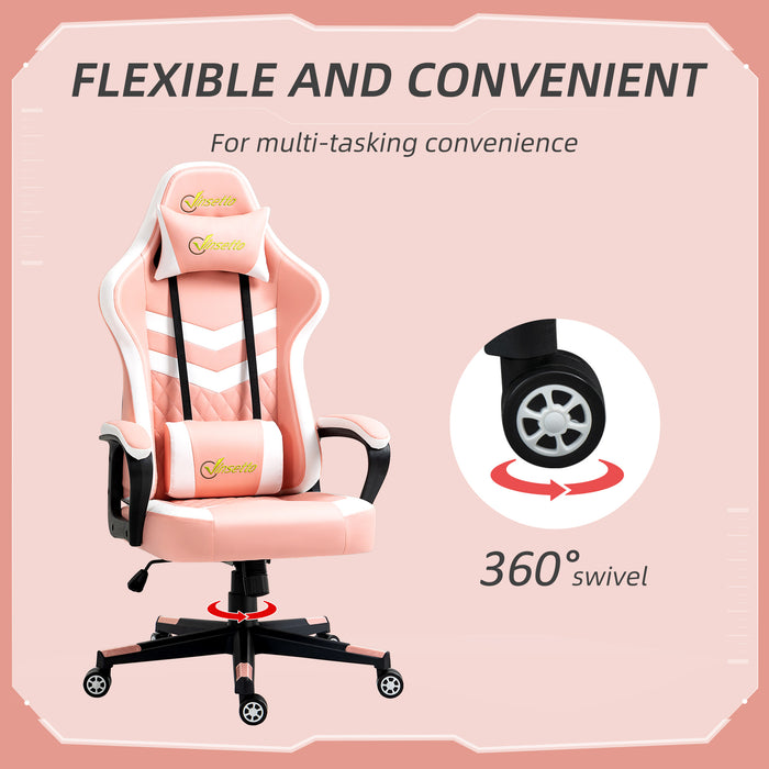 Ergonomic Racing-Style Gaming Chair - Lumbar Support, Headrest, Swivel Wheels, PVC Leather - Comfortable Home Office Seating for Gamers & Remote Workers