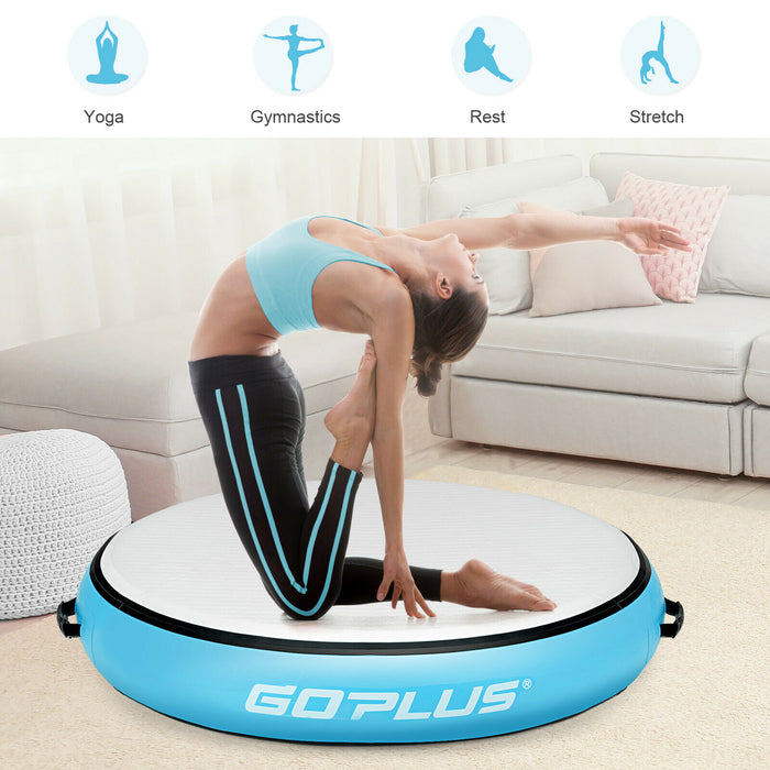 Air Track - Inflatable Round Gymnastic Mat, 20cm Thick, Tumbling-Blue - Ideal for Gymnastics Training and Floor Exercises