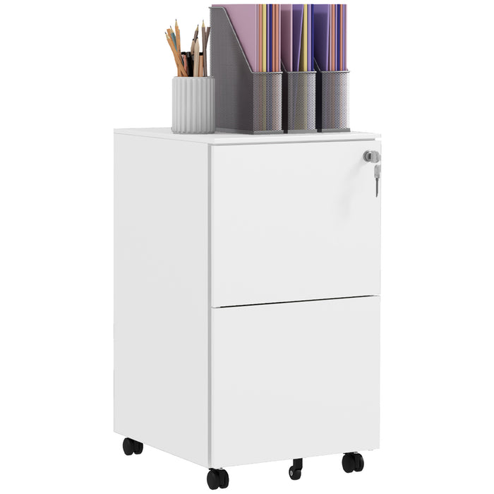 Steel Mobile File Cabinet with Lock - 2-Drawer Vertical Storage for A4, Legal, Letter Size Documents - Secure Office Organizer with Adjustable Hanging Bar