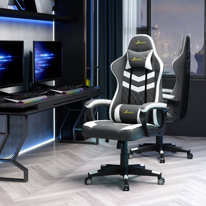 Ergonomic Racing-Style Gaming Chair - Adjustable Lumbar Support, Headrest, 360° Swivel, Durable PVC Leather - Comfortable Home Office Seating for Gamers and Professionals