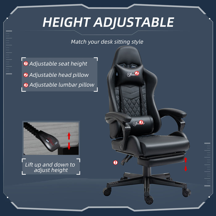 Ergonomic Racing-Style Gaming Chair - Swivel Wheels, Reclining Footrest, PU Leather - Comfortable Home Office Gamer Seating Solution