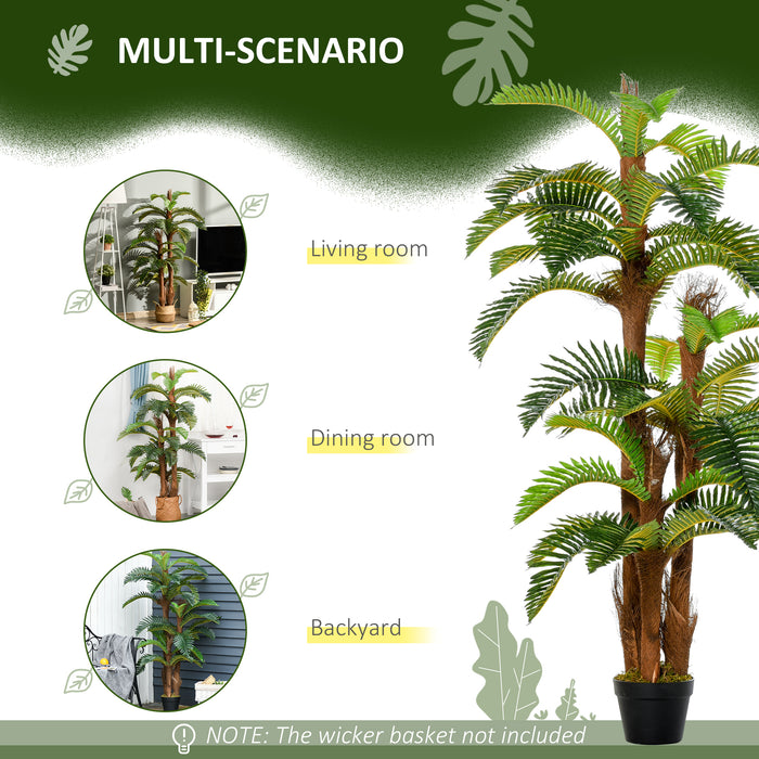 Tropical Palm Artificial Plant Duo - 150cm Lifelike Green Faux Palms with Pots for Indoor/Outdoor Decor - Easy-Care Home and Office Greenery