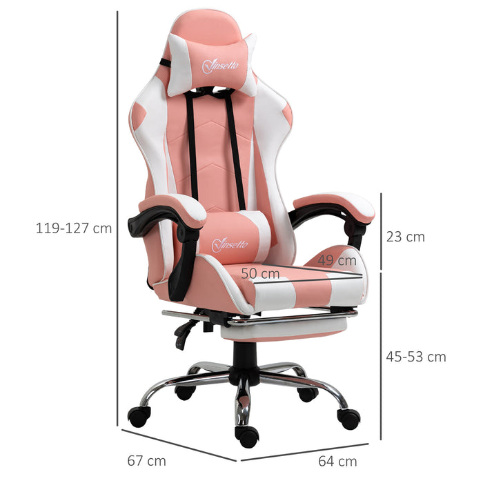 High-Back Racing Gamer Chair with Lumbar Support and Head Pillow - Swivel Wheels, Reclining Desk Seat for Gaming & Office Comfort - Ideal for Home Office Setup and Gamers