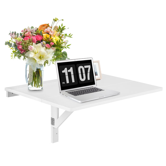 Wall Mounted Folding Table, Model 80x60 cm - Drop Leaf Floating Writing Desk - Perfect for Space-Saving Home Office Solutions