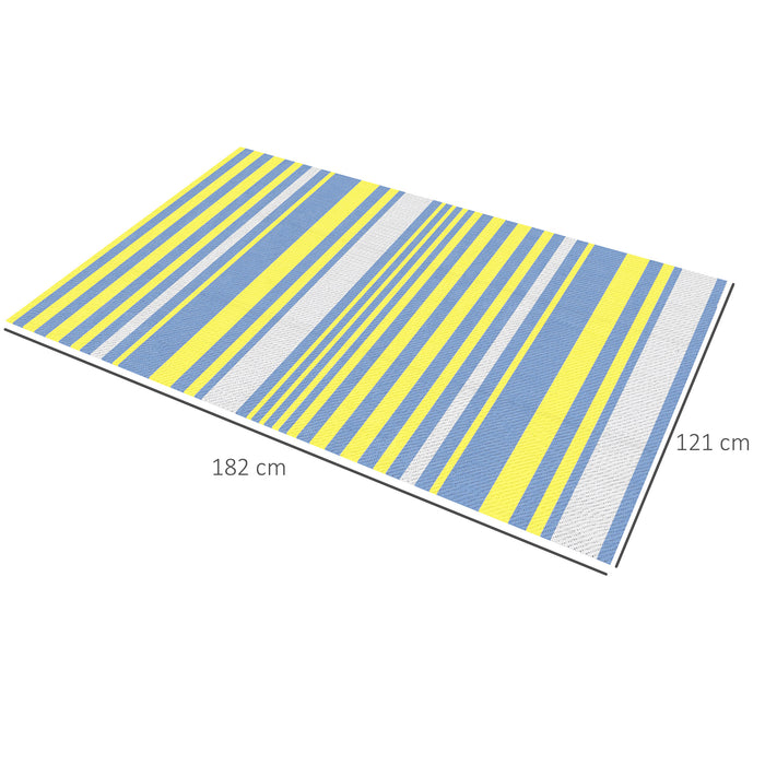 Reversible Outdoor Mat - Waterproof, Lightweight, Plastic Straw Rug for Backyard & Camping - Ideal for Deck, RV, Picnic, Beach, 121x182cm