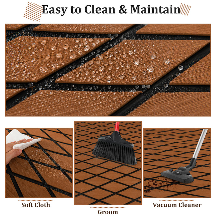 Boat Decking Sheet - Non-Slip, Waterproof, Self-Adhesive, Brown - Ideal for Improved Boat Safety and Aesthetics