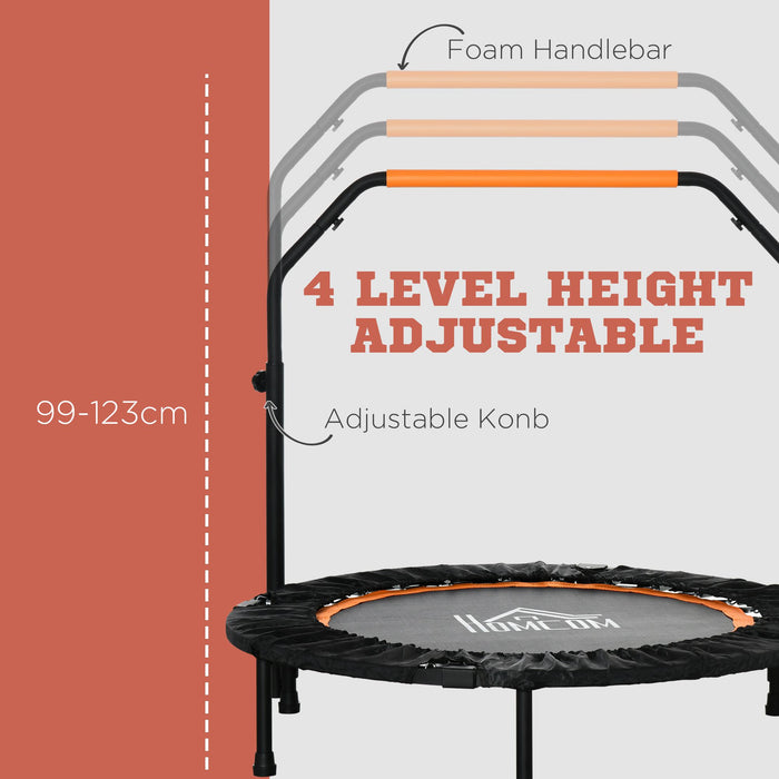 Foldable 40-Inch Mini Fitness Trampoline - Adjustable Foam Handle, Indoor/Outdoor Cardio Rebounder - Ideal for Adult Exercise and Weight Loss Training