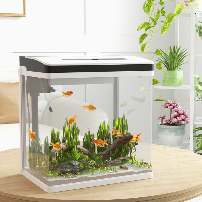 28L Glass Aquarium Fish Tank - Includes Filter & LED Lighting, Ideal Home for Betta, Guppy, Mini Parrot Fish, Shrimp - Compact Size 38 x 26 x 39.5cm