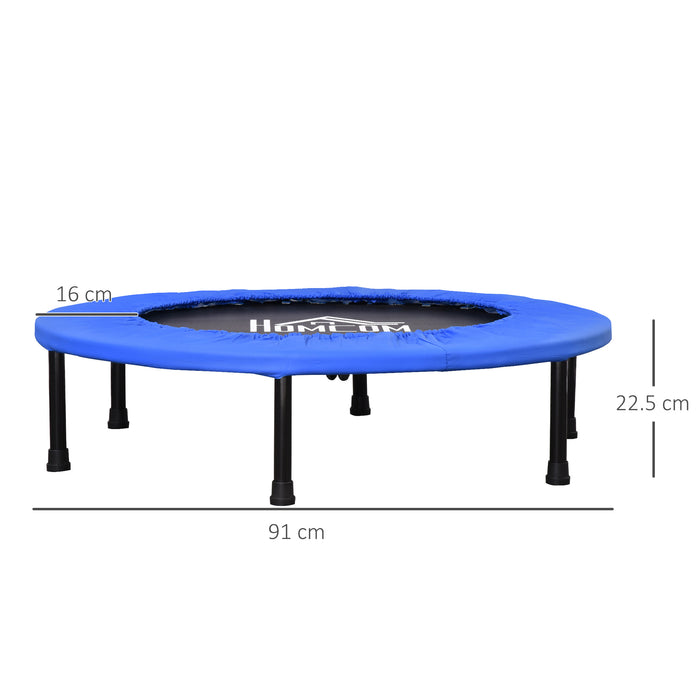 Compact 91cm Aerobic Trampoline Rebounder with Sponge Edge - Indoor/Outdoor Fitness Round Jumper, Blue - Ideal for Cardio Workouts and Core Training
