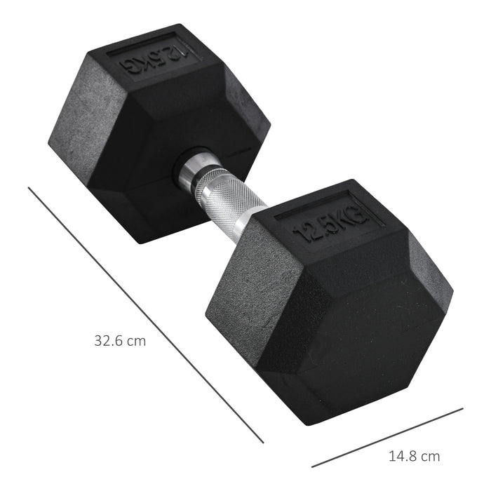 12.5KG Rubber Hex Dumbbell - Portable Hand Weight for Home Gym Workouts - Ideal for Fitness Enthusiasts