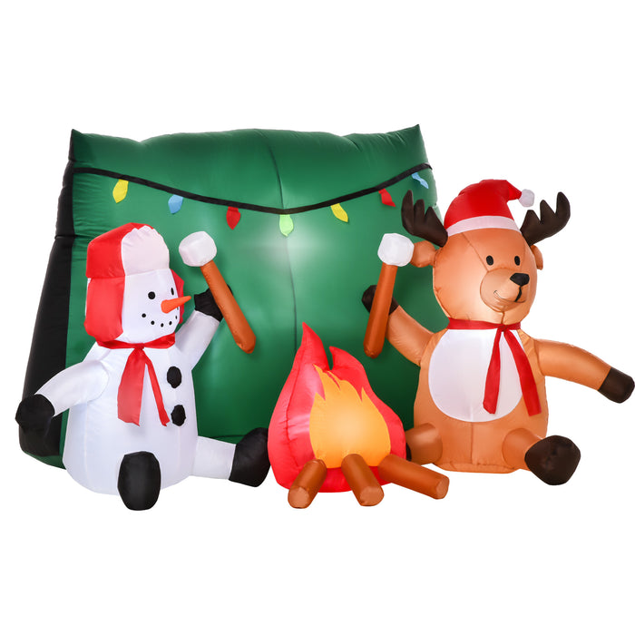 Inflatable Snowman & Reindeer Camping Display - 3.5ft LED Lighted Christmas Yard Decor - Ideal for Indoor, Outdoor, Garden, Lawn, Holiday Parties
