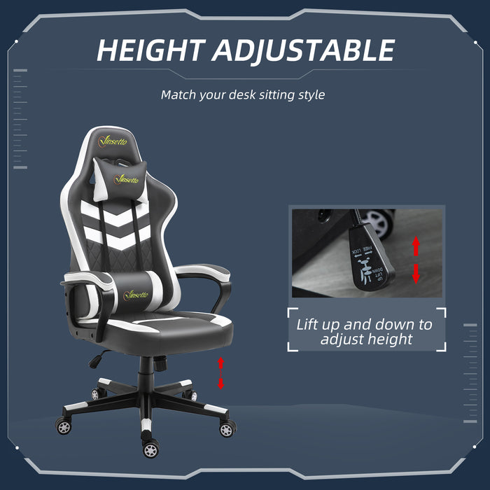 Ergonomic Racing-Style Gaming Chair - Adjustable Lumbar Support, Headrest, 360° Swivel, Durable PVC Leather - Comfortable Home Office Seating for Gamers and Professionals