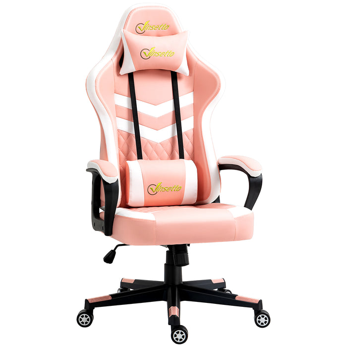 Ergonomic Racing-Style Gaming Chair - Lumbar Support, Headrest, Swivel Wheels, PVC Leather - Comfortable Home Office Seating for Gamers & Remote Workers