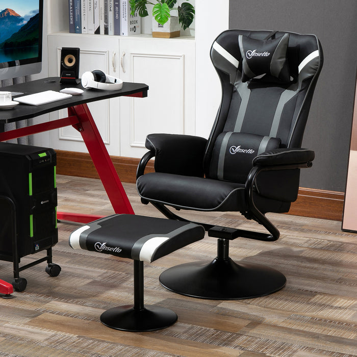 Racing Style Recliner Gaming Chair Set with Footrest - Ergonomic Video Game Seat with Headrest & Lumbar Support, Adjustable Backrest - Comfortable Gaming and Relaxation for Enthusiasts