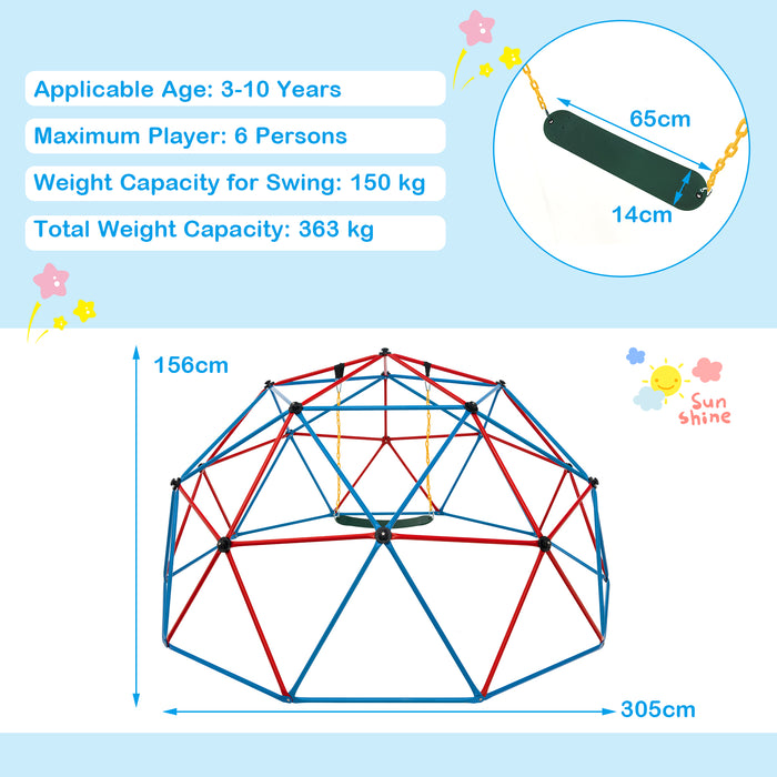 Kids 10FT Geometric Dome Climber - Blue and Yellow with Convenient Grip - Ideal for Enhancing Coordination and Strength Training in Children