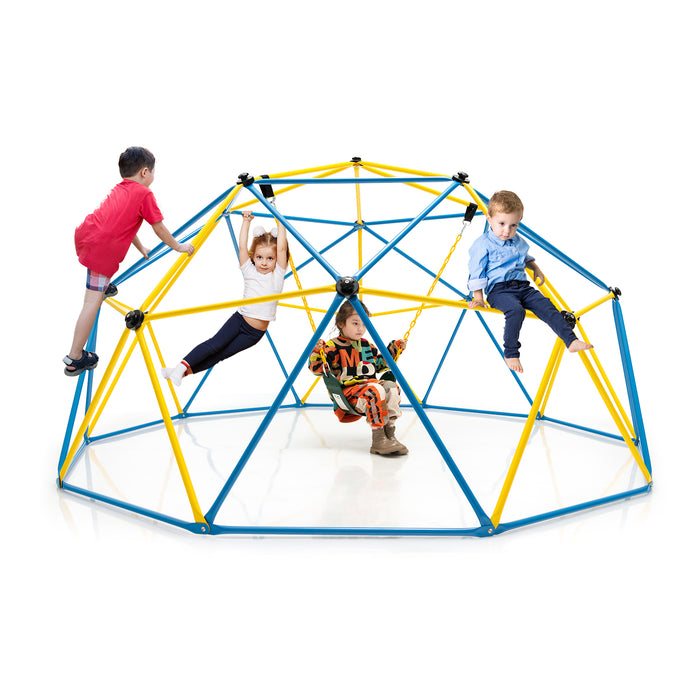 Kids 10FT Geometric Dome Climber - Blue and Yellow with Convenient Grip - Ideal for Enhancing Coordination and Strength Training in Children